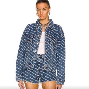 Alexander Wang Logo Print Blue Jean Shorts